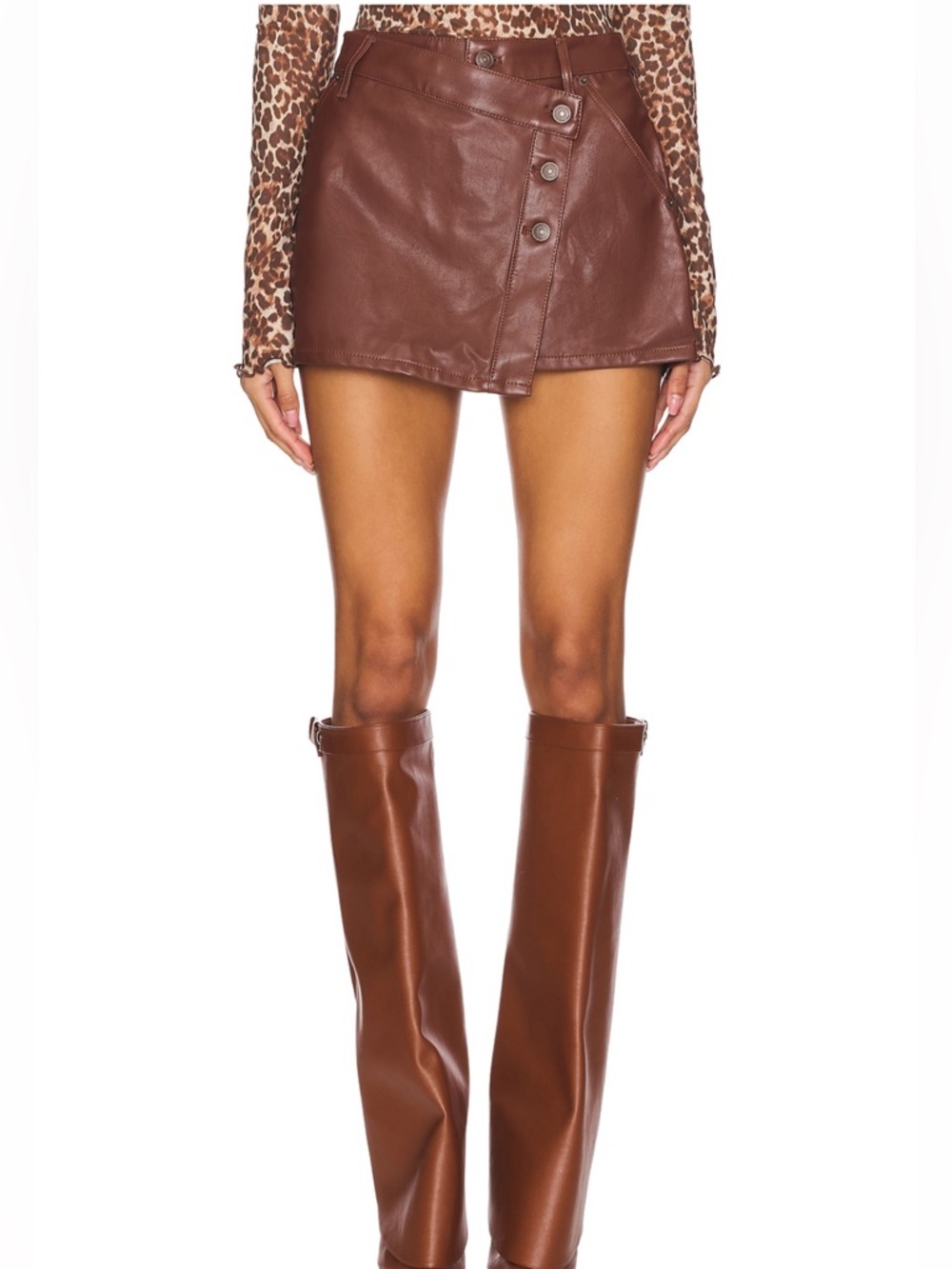 Revolve We The Free Wynne Faux Leather Skirt in Brown - Size: 28